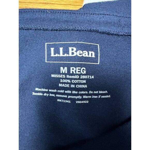 L.L. Bean Breton Nautical Coastal Dress Summer 3/4 Sleeves Navy Size M - Picture 5 of 8